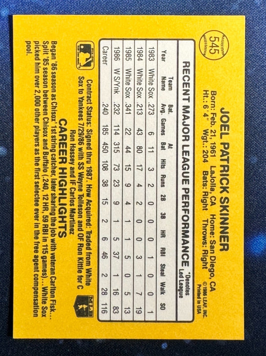1987 Donruss #545 Joel Skinner New York Yankees