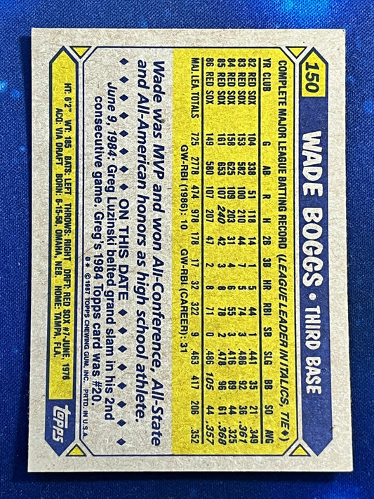 1987 Topps #150 Wade Boggs Boston Red Sox