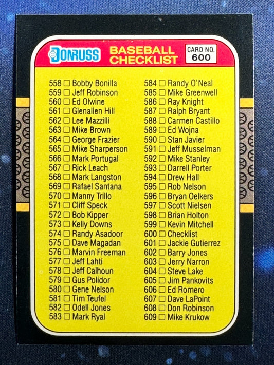 1987 Donruss #600 Checklist 558-660