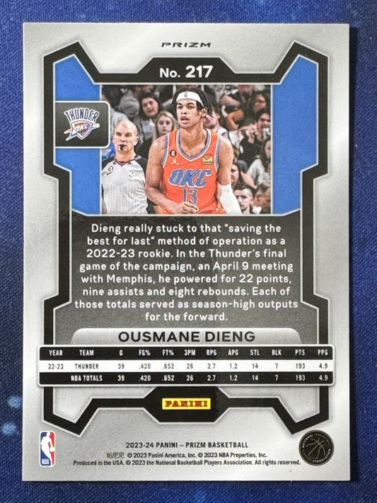 Ousmane Dieng 2023-24 Panini Prizm Basketball Ice Prizm #217 Thunder
