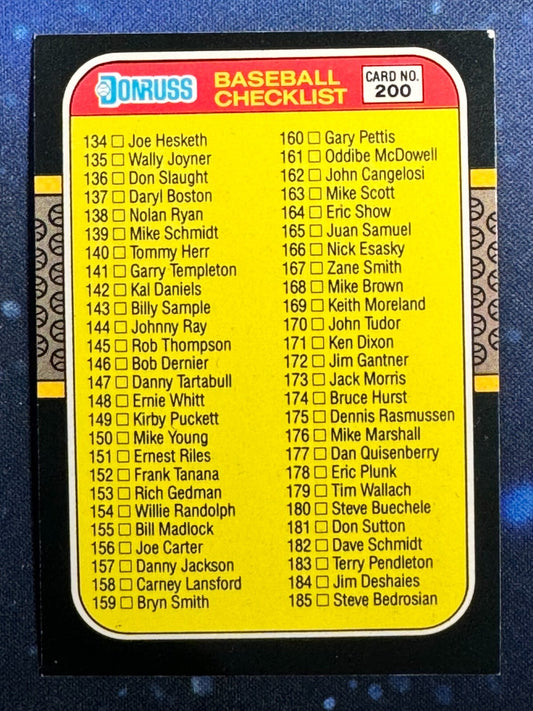 1987 Donruss #200 Checlist 134-239