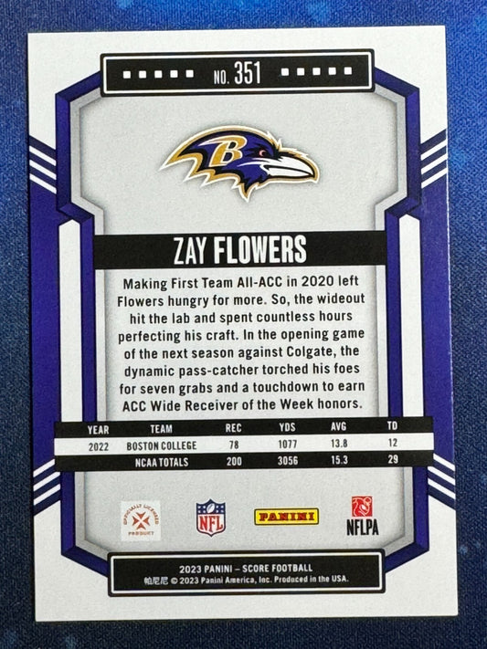 Zay Flowers 2023 Score Rookie (RC) #351 Baltimore Ravens
