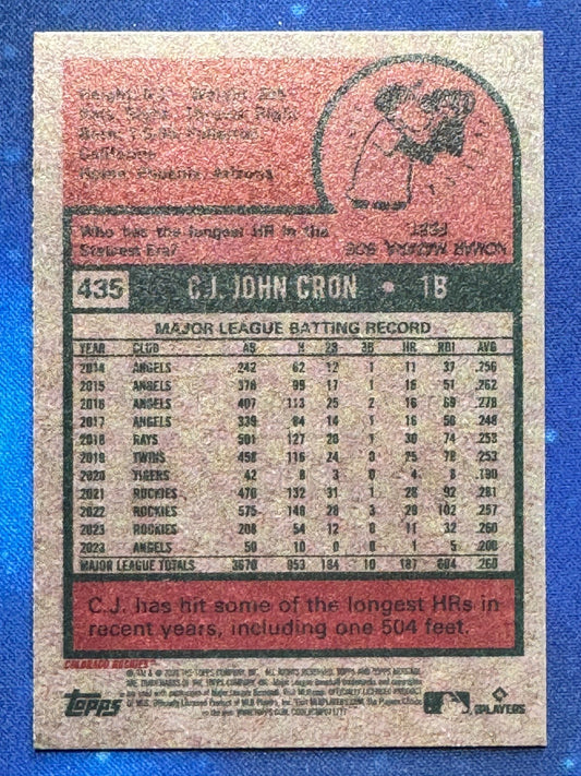 2024 Topps Heritage #435 C.J. Cron Colorado Rockies