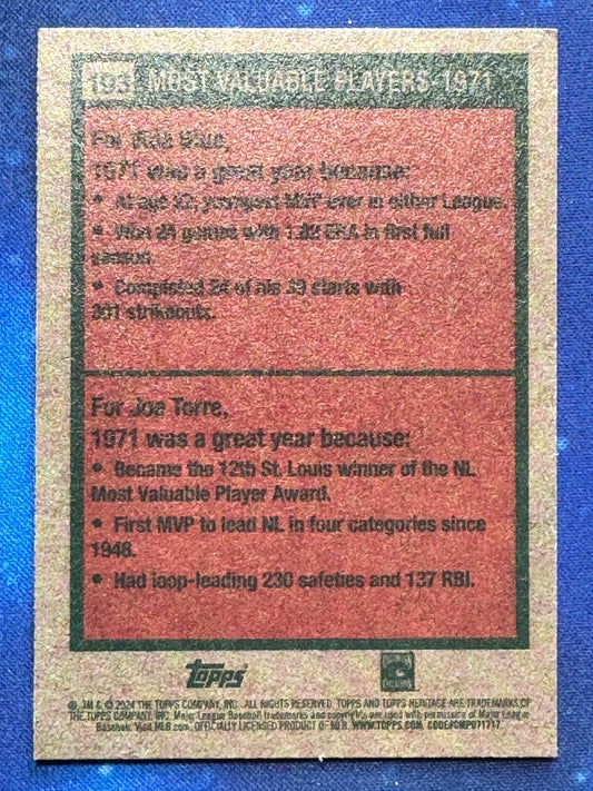 2024 Topps Heritage 1971 MVP #193 Vida Blue/Joe Torre