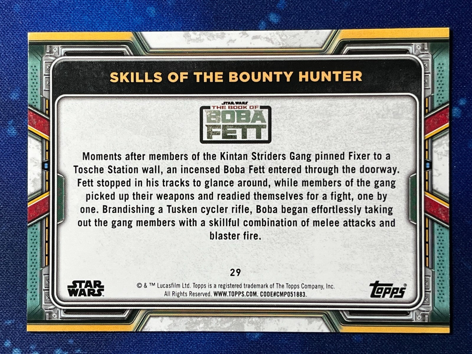2022 Star Wars: Book of Boba Fett Base Purple #29 Skills of the Bounty Hunter