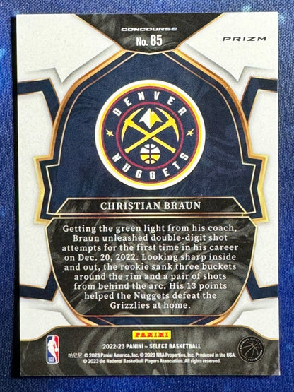2022-23 Select Basketball Blue Prizm Rookie (RC) #85 Christian Braun
