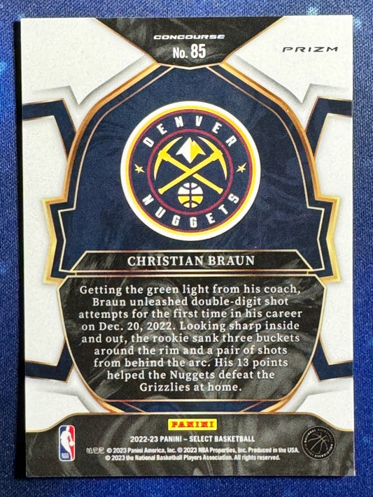 2022-23 Select Basketball Blue Prizm Rookie (RC) #85 Christian Braun