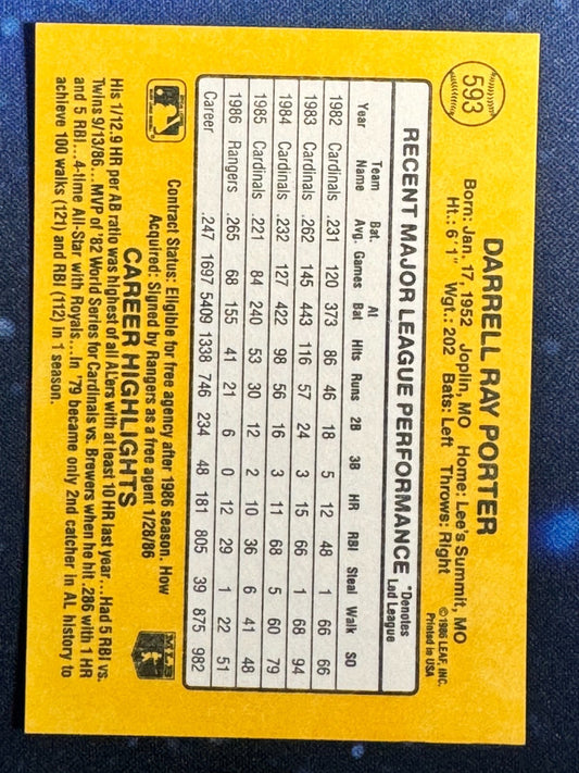 1987 Donruss #593 Darrell Porter Texas Rangers