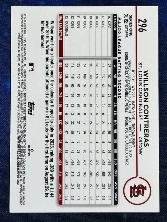 Willson Contreras 2024 Topps Baseball #296 St. Louis Cardinals