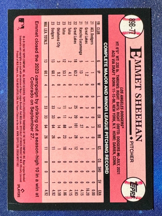 Emmet Sheehan 2024 Topps Baseball #89B-77 ‘89 Topps Los Angeles Dodgers