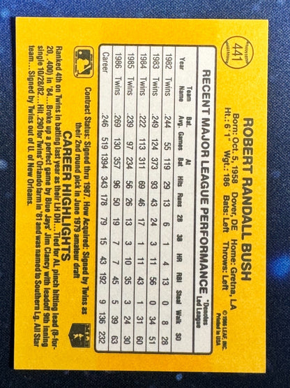 1987 Donruss #441 Randy Bush Minnesota Twins