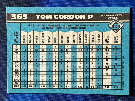 1990 Bowman #365 Tom Gordon Kansas City Royals