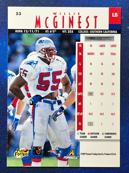 Willie McGinest 1997 Pinnacle Football #53 Washington Redskins