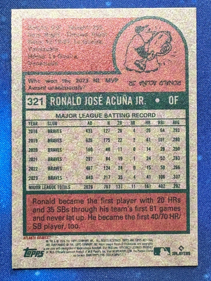 2024 Topps Heritage #321 Ronald Acuna Jr. Atlanta Braves
