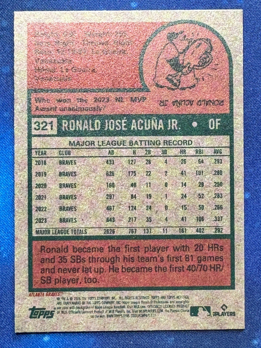 2024 Topps Heritage #321 Ronald Acuna Jr. Atlanta Braves