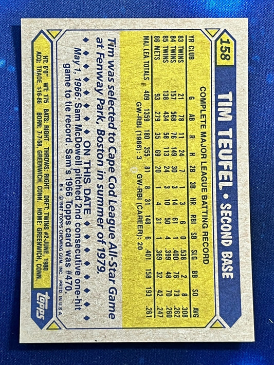 1987 Topps #158 Tim Teufel New York Mets