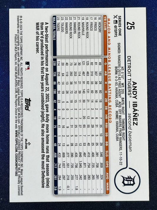 Andy Ibanez 2024 Topps Baseball #25 Detroit Tigers