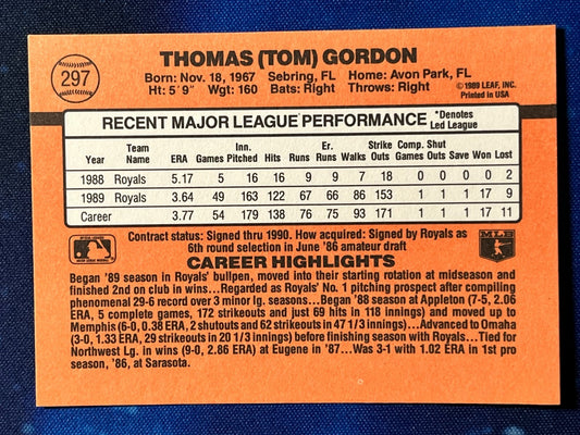 1990 Donruss #297 Tom Gordon Kansas City Royals