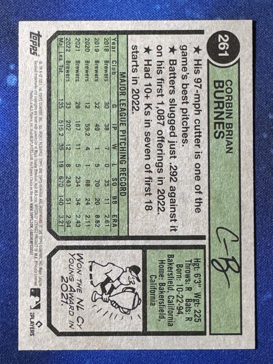 Corbin Burnes 2023 Topps Heritage #261 Milwaukee Brewers