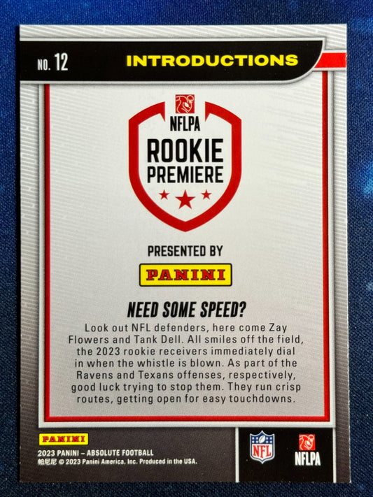 Zay Flowers/Tank Dell 2023 Panini Absolute Introductions Rookie (RC) #12 