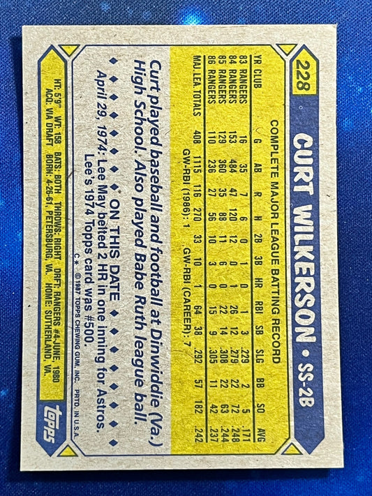 1987 Topps #228 Curt Wilkerson Texas Rangers