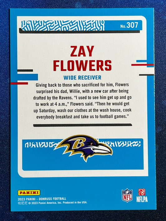Zay Flowers 2023 Donruss Rated Rookie #307 Baltimore Ravens