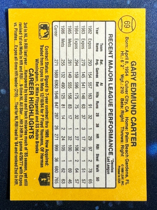1987 Donruss #69 Gary Carter New York Mets