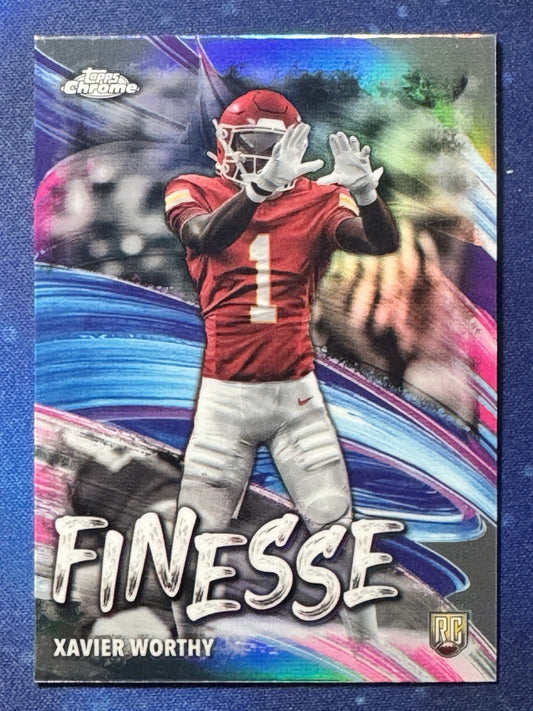 Xavier Worthy 2024 Topps Chrome Rookie Refractor #F-7 Finesse Kansas City Chiefs