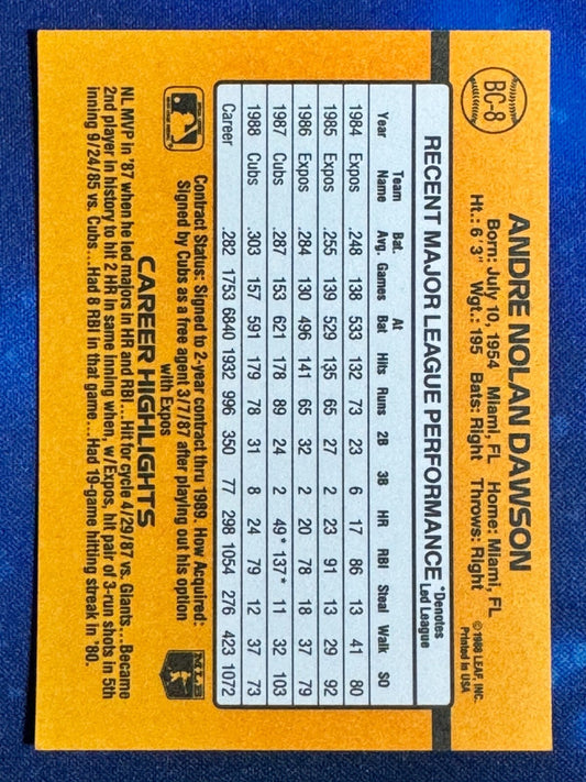 Andre Dawson 1989 Donruss MVP #BC-8 Chicago Cubs