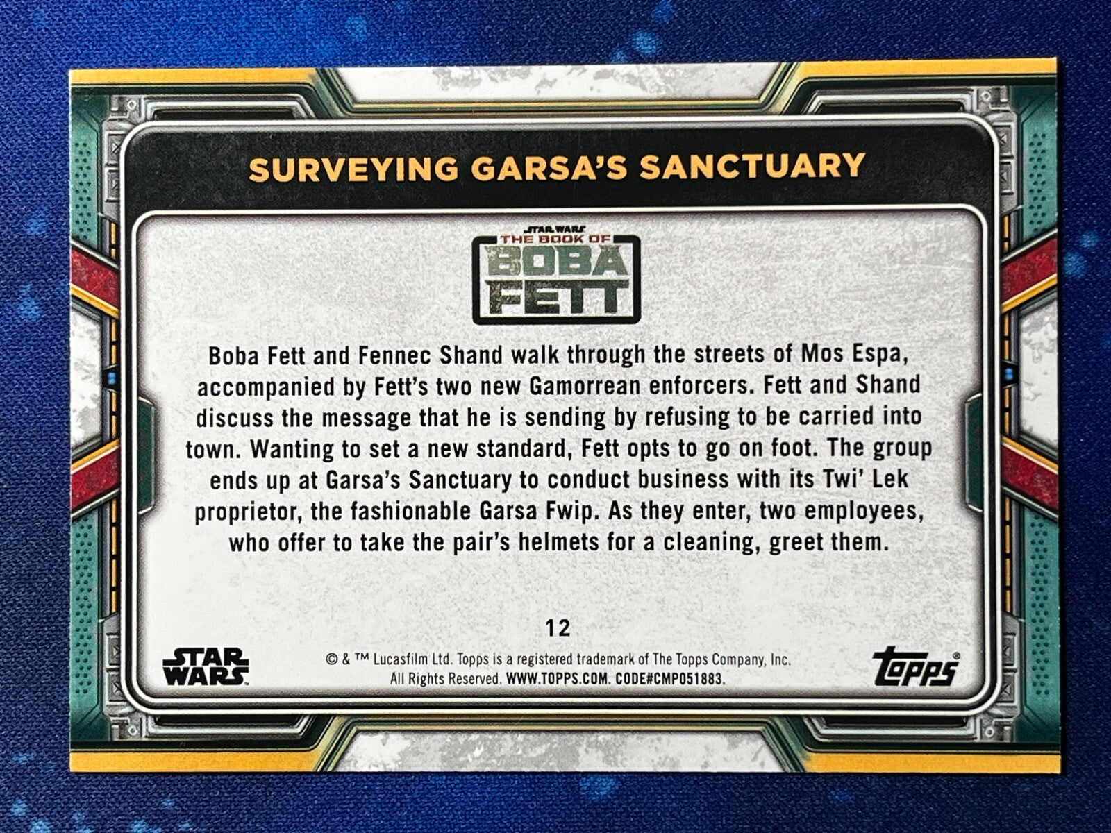 2022 Star Wars: Book of Boba Fett Base Blue #12 Surveying Garsa's Sanctuary