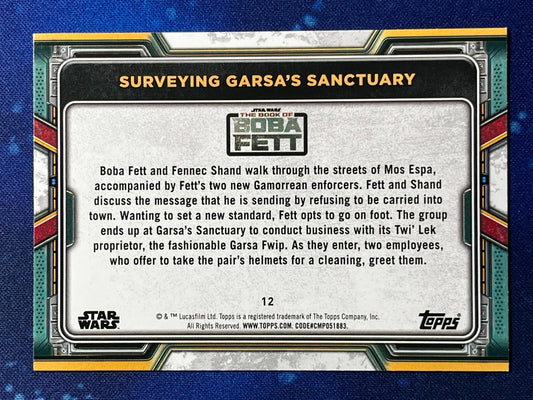 2022 Star Wars: Book of Boba Fett Base Blue #12 Surveying Garsa's Sanctuary