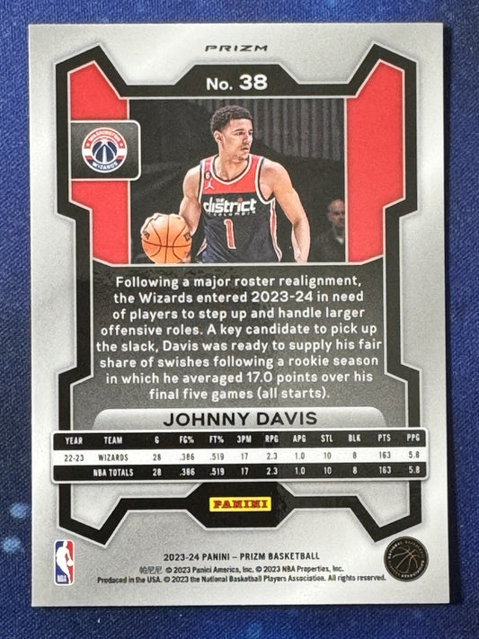 Johnny Davis 2023-24 Panini Prizm Basketball Ice Prizm #38 Washington Wizards