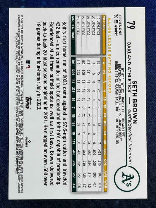 Seth Brown 2024 Topps Baseball #79 Oakland Athletics