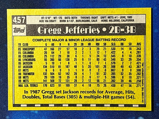 1990 Topps All-Star Rookie #457 Gregg Jefferies New York Mets