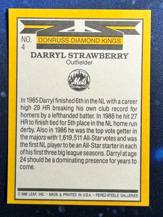 1987 Donruss Diamond Kings #4 Darryl Strawberry New York Mets