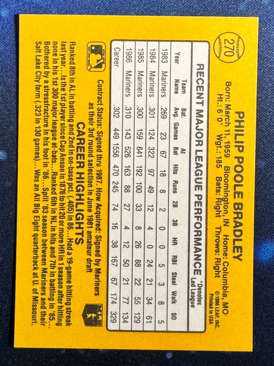 1987 Donruss #270 Phil Bradley Seattle Mariners