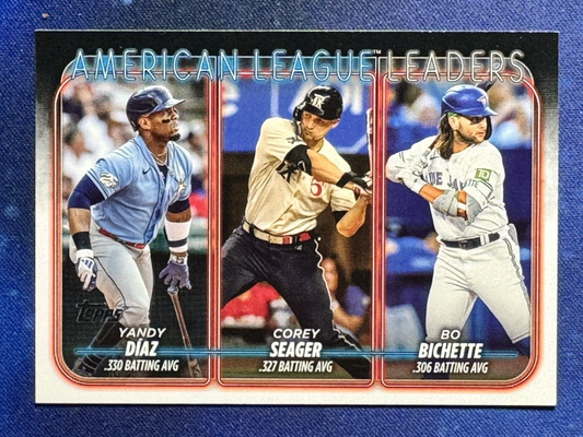 Yandy Diaz Corey Seager Bo Bichette 2024 Topps Baseball #149 League Leaders