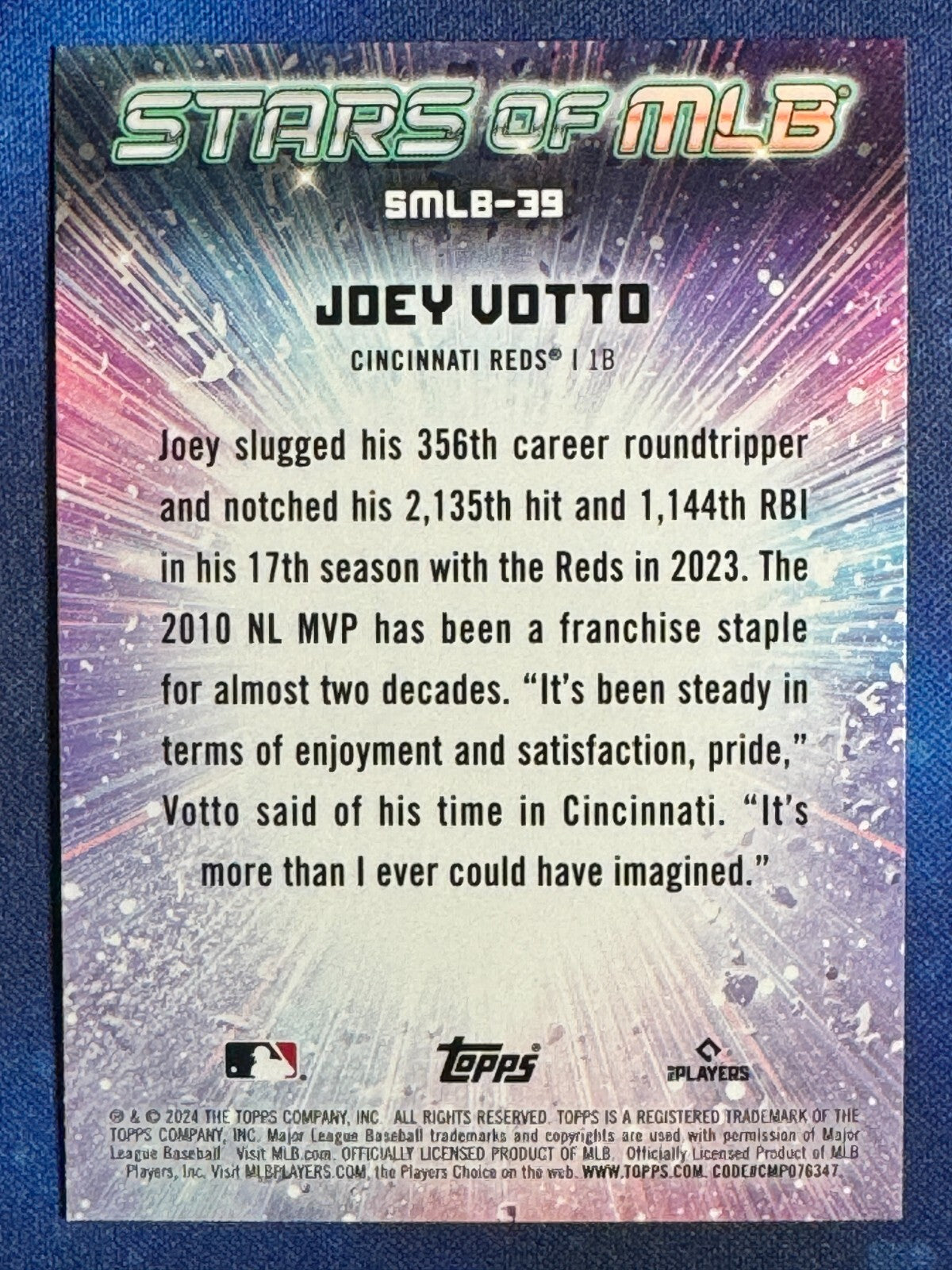 Joey Votto 2024 Topps Series 2 #SMLB-39 Stars of MLB Cincinnati Reds