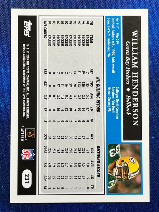 William Henderson 2005 Topps #231 Green Bay Packers