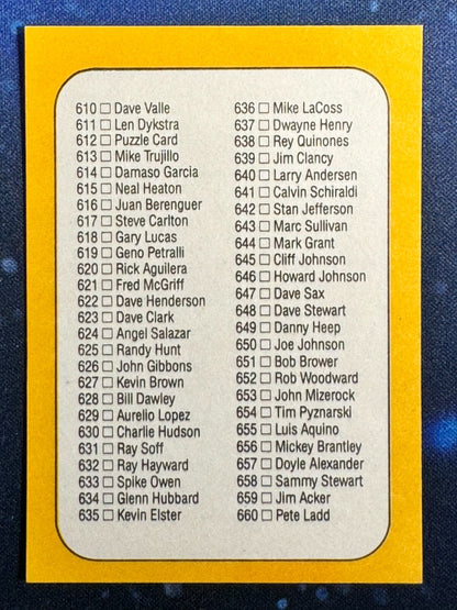 1987 Donruss #600 Checklist 558-660