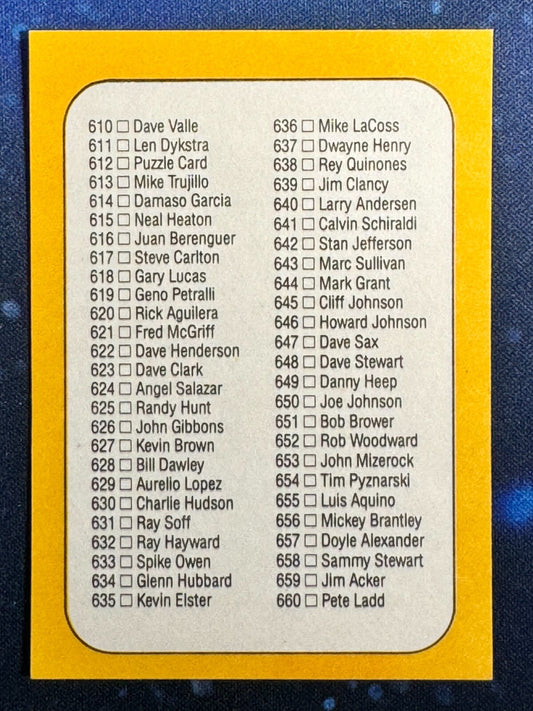 1987 Donruss #600 Checklist 558-660