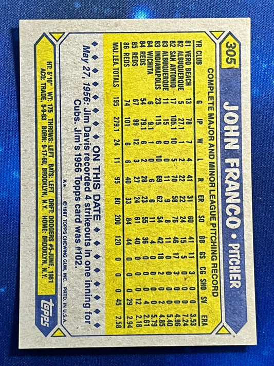 1987 Topps #305 John Franco Cincinnati Reds