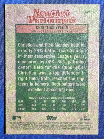 Christian Yelich 2024 Topps Heritage Baseball New Age Performers #NAP-11 
