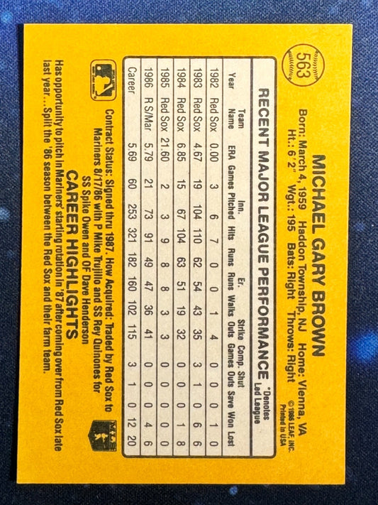 1987 Donruss #563 Mike Brown Seattle Mariners