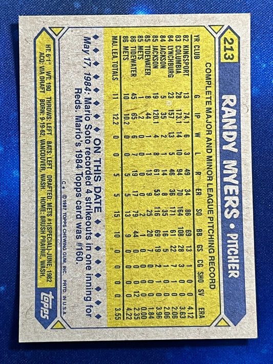 1987 Topps #213 Randy Myers New York Mets