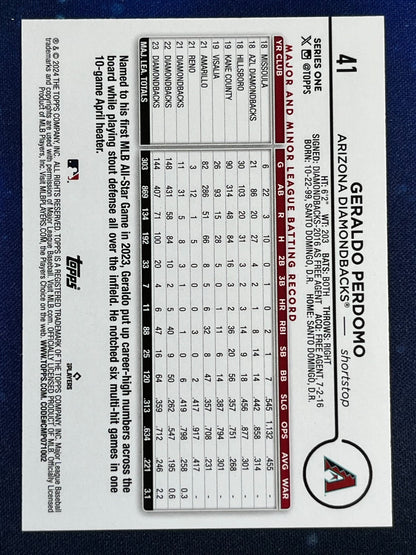Geraldo Perdomo 2024 Topps Baseball #41 Arizona Diamondbacks