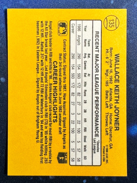 1987 Donruss #135 Wally Joyner California Angels