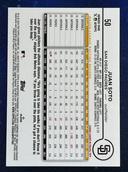 Juan Soto 2024 Topps Baseball #50 San Diego Padres