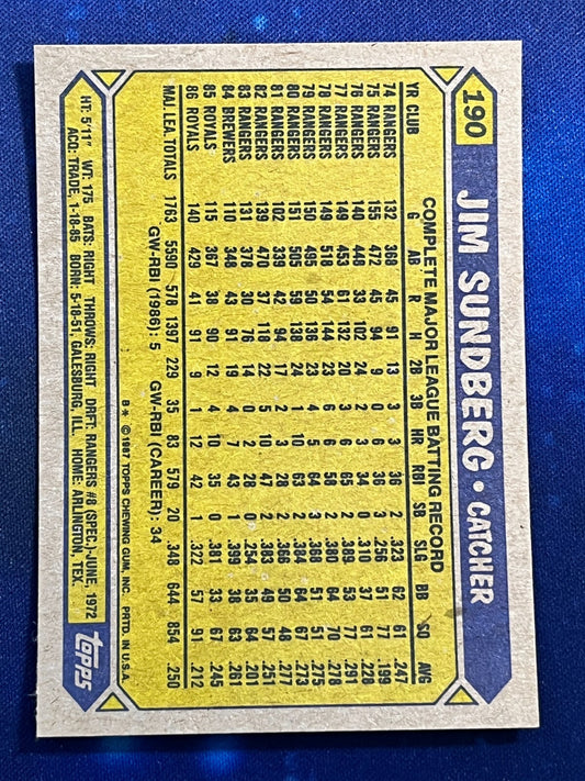 1987 Topps #190 Jim Sundberg Kansas City Royals