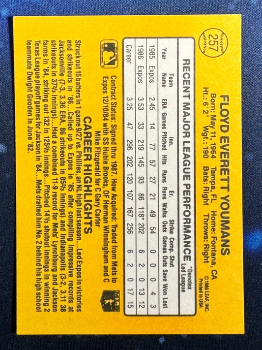 1987 Donruss #257 Floyd Youman Montreal Expos